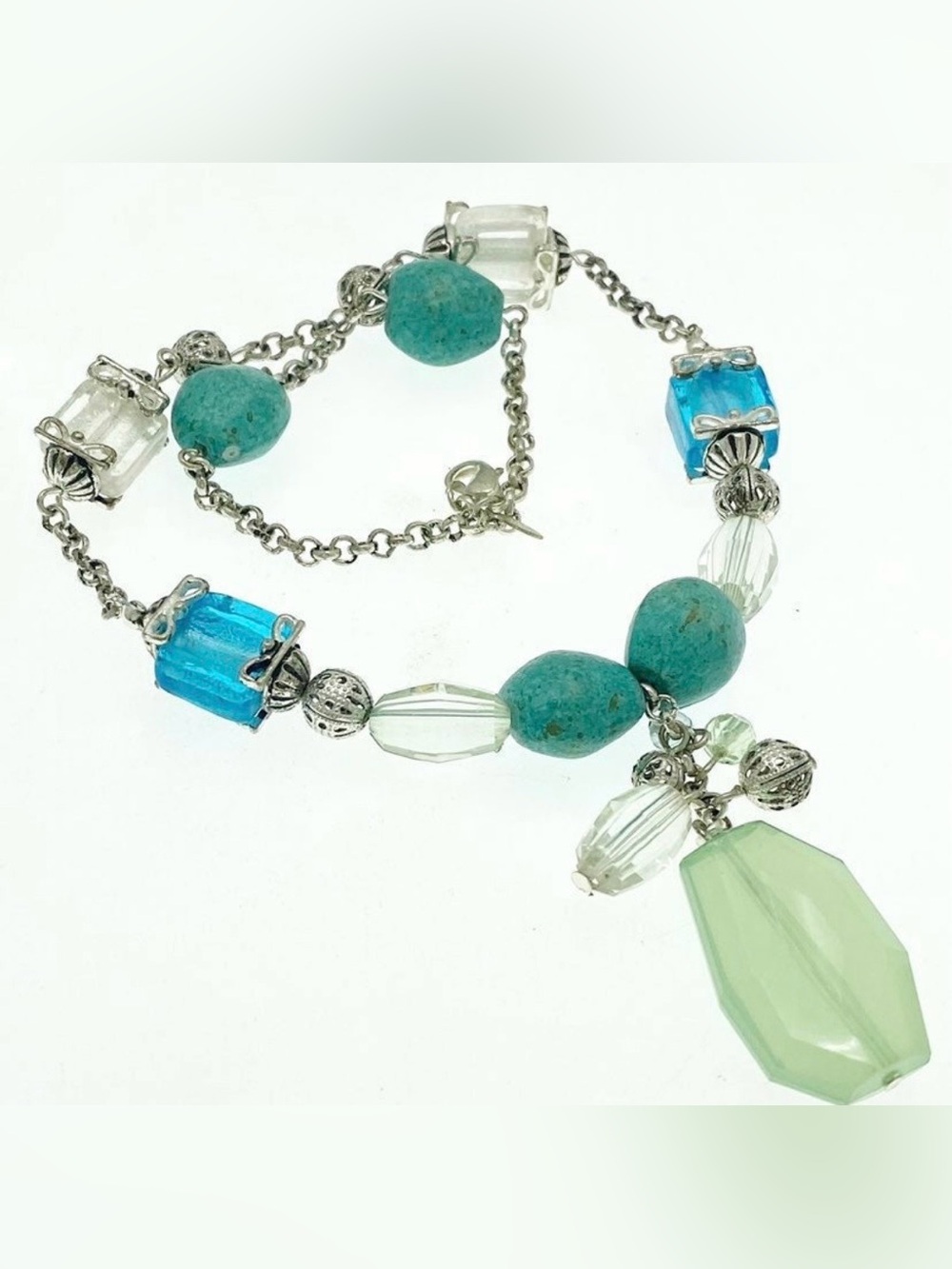 Avon Beaded Turquoise & Aqua Pendant Necklace - Women Jewelry